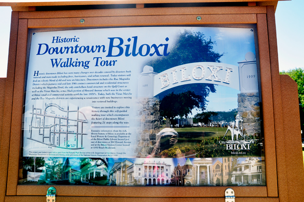 Downtown Biloxi Walking Tour sign